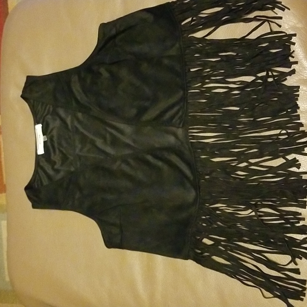 NWOT fringe black vest